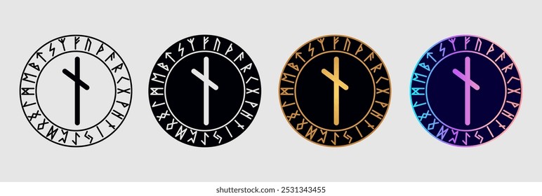Scandinavian rune Nauthiz  in different design variations.