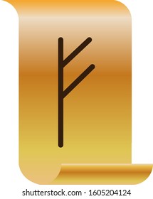 Scandinavian rune on a sheet of old paper. Ancient occult symbols. Vector.