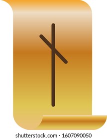 Scandinavian rune on a sheet of old paper. Ancient occult symbols. Vector.