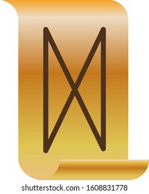 Scandinavian rune on a sheet of old paper. Ancient occult symbols. Vector.