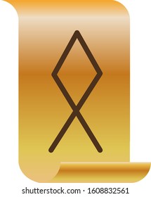 Scandinavian rune on a sheet of old paper. Ancient occult symbols. Vector.