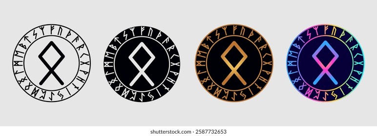 Scandinavian rune Othila in different design variations.