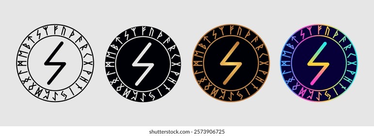 Scandinavian rune Sowilo  in different design variations.