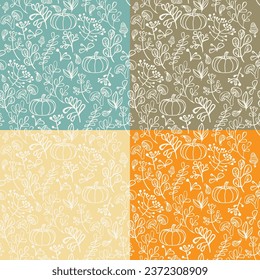 Scandinavian seamless doodle pattern with vintage leaves sketch. For wrapping paper. Ideal for wallpaper, surface textures, textiles.