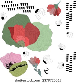 Patrón de doodle sin costuras escandinavo con boceto de flores vintage. Para envolver papel. Ideal para papel pintado, texturas superficiales, textiles.
