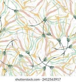 Scandinavian seamless doodle pattern with vintage leaves sketch. For wrapping paper. Ideal for wallpaper, surface textures, textiles.
