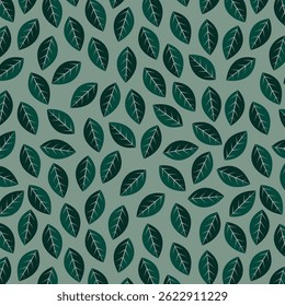 Scandinavian seamless doodle pattern with vintage leaves sketch. For wrapping paper. Ideal for wallpaper, surface textures, textiles.