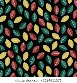 Patrón de doodle sin fisuras escandinavo con boceto de hojas vintage. Para papel de regalo. Ideal para Fondo de pantalla, texturas superficiales, textiles.
