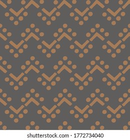 Patrón geométrico sin fisuras escandinavo de esquinas y puntos en gris y beige. Adecuado para el diseño de papel tapiz, afiche, ropa, textiles, papel de embalaje. Chevron