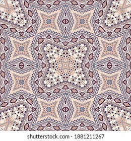 Scandinavian seamless ornament graphic design. Boho geometric texture. Carpet print in ethnic style. Embroidery motifs in islamic style.
