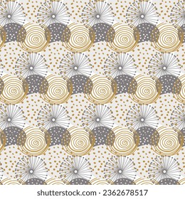 Scandinavian seamless pattern. Pattern with abstract circles in Scandinavian style. Design of fabric, packaging, wallpaper, cover. Pattern in the swatch panel.