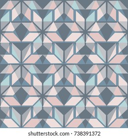 Scandinavian seamless pattern. Blue and pink pastel background. Nordic winter style. Vector illustration.