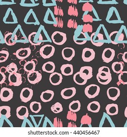 Scandinavian seamless pattern with brush strokes. Geometric texture. Abstract background.
