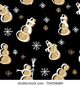 Scandinavian seamless pattern of Christmas black and gold. Set christmas tree in line art, different stile, for postcard, poster, gifts. Christmas tree market greeting card. Christmas decor 2018