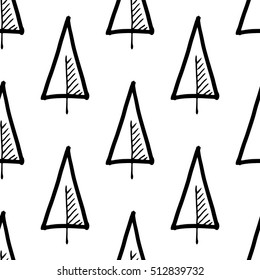 Scandinavian seamless pattern of Christmas tree vector hand-drawing graphics. Christmas pattern for wrapping paper and festive decoration of Christmas and Happy new year 2017.