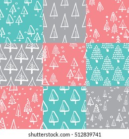 Scandinavian seamless pattern of Christmas tree vector hand-drawing graphics. Christmas pattern for wrapping paper and festive decoration of Christmas and Happy new year 2017.