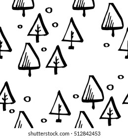 Scandinavian seamless pattern of Christmas tree vector hand-drawing graphics. Christmas pattern for wrapping paper and festive decoration of Christmas and Happy new year 2017.