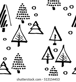 Scandinavian Seamless Pattern Christmas Tree Vector Stock Vector ...