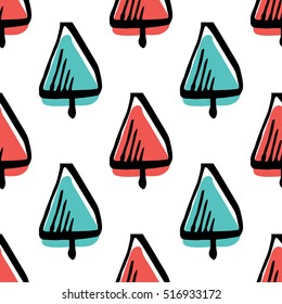 Scandinavian seamless pattern of Christmas tree vector hand-drawing graphics. Christmas pattern for wrapping paper and festive decoration of Christmas and Happy new year 2017. Christmas tree pattern