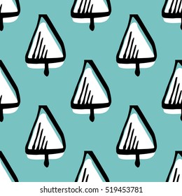 Scandinavian seamless pattern of Christmas tree vector hand-drawing graphics.