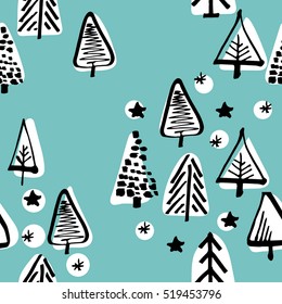 Scandinavian Seamless Pattern Christmas Tree Vector Stock Vector ...