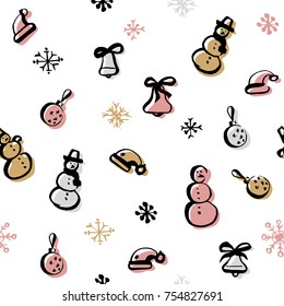 Scandinavian seamless pattern of Christmas tree vector hand-drawing graphics. Christmas pattern for wrapping paper and festive decoration of Christmas and Happy new year 2018.