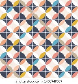Scandinavian seamless pattern. Circle Geometric ornament.