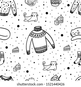 Scandinavian seamless pattern. Cozy home. Vector