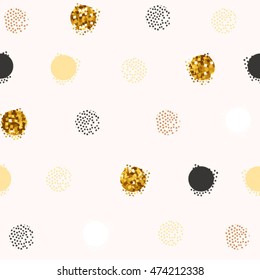 scandinavian seamless pattern with dots and circles vector background. gold dots