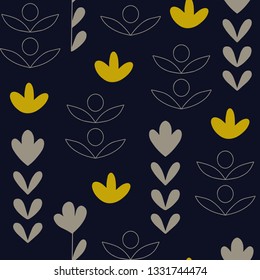 Scandinavian seamless pattern with floral elements. Perfect for wallpapers, fabrics, packaging and branding design. Vector illustration