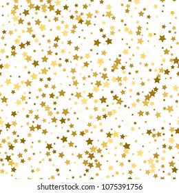 Scandinavian seamless pattern with gold stars. Vector golden stars