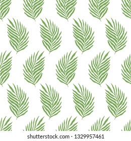 Scandinavian seamless pattern with green leaves. Swedish nature design.