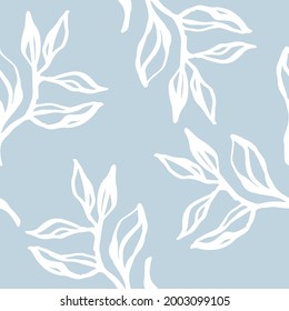 Scandinavian seamless pattern with leaf. Simple minimalistic wallpaper pattern with nature element. Seamless pattern with botanical element. 