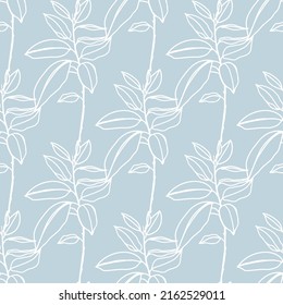 Scandinavian seamless pattern with leaf. Simple minimalistic wallpaper pattern with nature element. Seamless pattern with botanical element. 