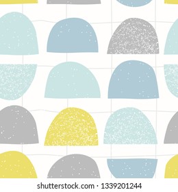 Scandinavian seamless pattern with pastel geometric shape. Stamp textured background in nordic style. Vector illustration for print, design, fabric.