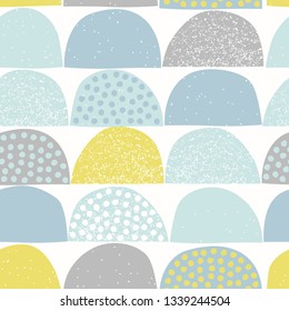 Scandinavian seamless pattern with pastel geometric shape. Stamp textured background in nordic style. Vector illustration for print, design, fabric.