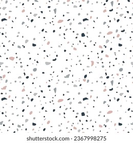 Scandinavian seamless pattern. Random drawn dots seamless pattern. Pink and grey spots in a chaotic vector pattern. Spots on a white background for fabric, textile, wrapping, print, design, card.