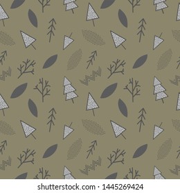 Scandinavian seamless pattern with trees. Stock vector eps 10.