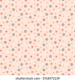 Scandinavian seamless vector pattern with stars and dots. 