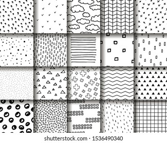 38,653 Seamless patterns black and white doodle collection Images ...
