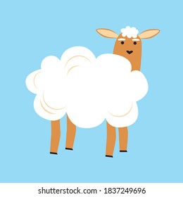 Scandinavian sheep isolated. Flat vector stock illustration. Sheep character, animal for children. Cute sheep in Scandinavian style. Sweet illustration with animal as card, poster, logo