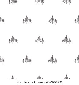 Scandinavian simple forest tree on white vector seamless pattern. Modern design for textile fabric, wrap paper, prints.