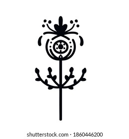 Scandinavian simple line flower. Icon, logo designe. Magical scandy stile.