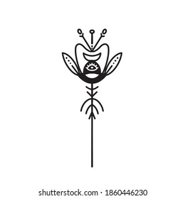 Scandinavian simple line flower. Icon, logo designe. Magical scandy stile.