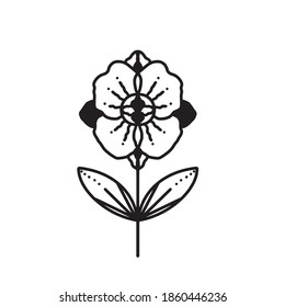 Scandinavian simple line flower. Icon, logo designe. Magical scandy stile.