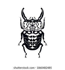 Scandinavian simple magical beetle, line art. Logo, icon design.