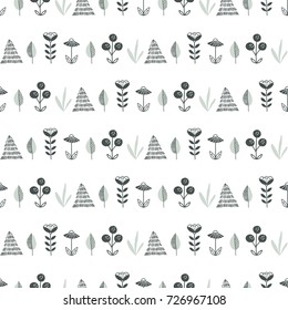 Scandinavian simple seamless pattern. Vector hand drawn background
