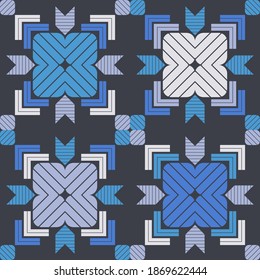 The Scandinavian star. Seamless pattern. Design with manual hatching. Textile. Ethnic boho ornament. Vector illustration for web design or print.