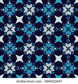 The Scandinavian star. Seamless pattern. Design with manual hatching. Textile. Ethnic boho ornament. Vector illustration for web design or print.