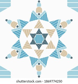 The Scandinavian star. Seamless pattern. Design with manual hatching. Textile. Ethnic boho ornament. Vector illustration for web design or print.